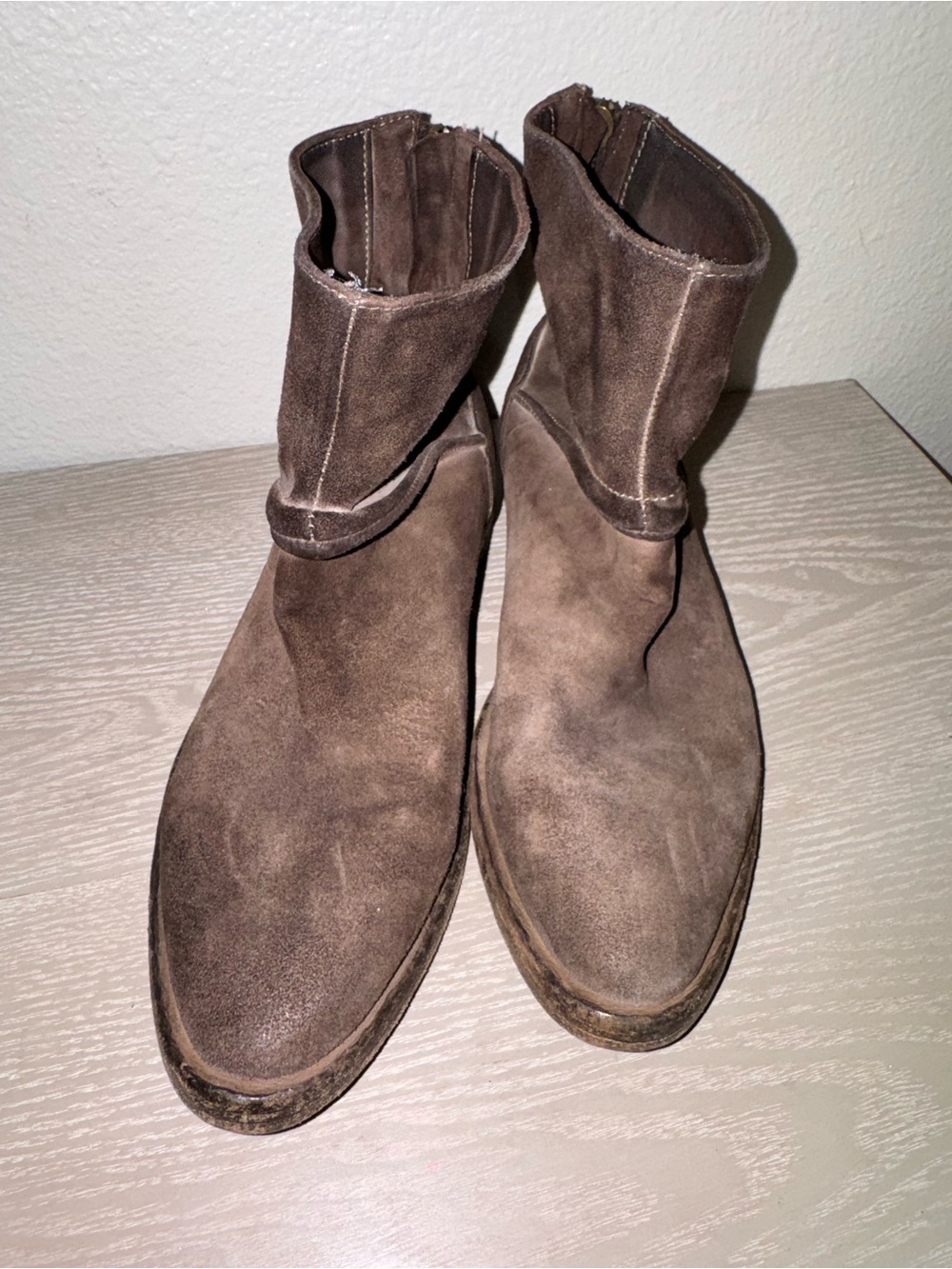 Gidigio brown Suede Distressed Leather Ankle Boots  Made in Italy size 38